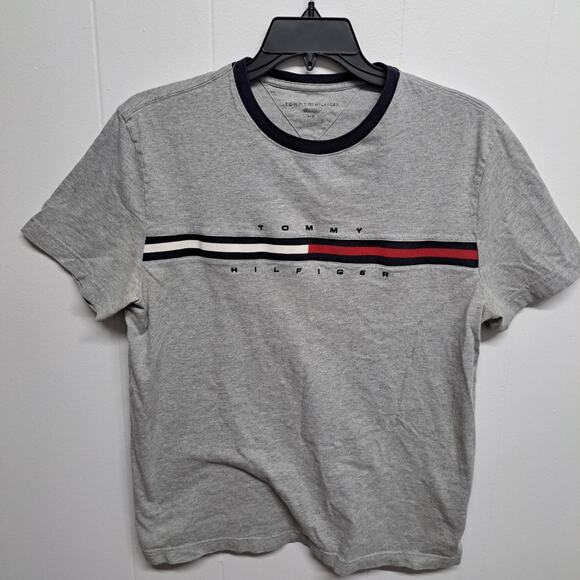 Tommy Hilfiger Men's Shirt & Sweater Bundle Size L Gray Logo Stripe Casual Lot - Picture 9 of 12